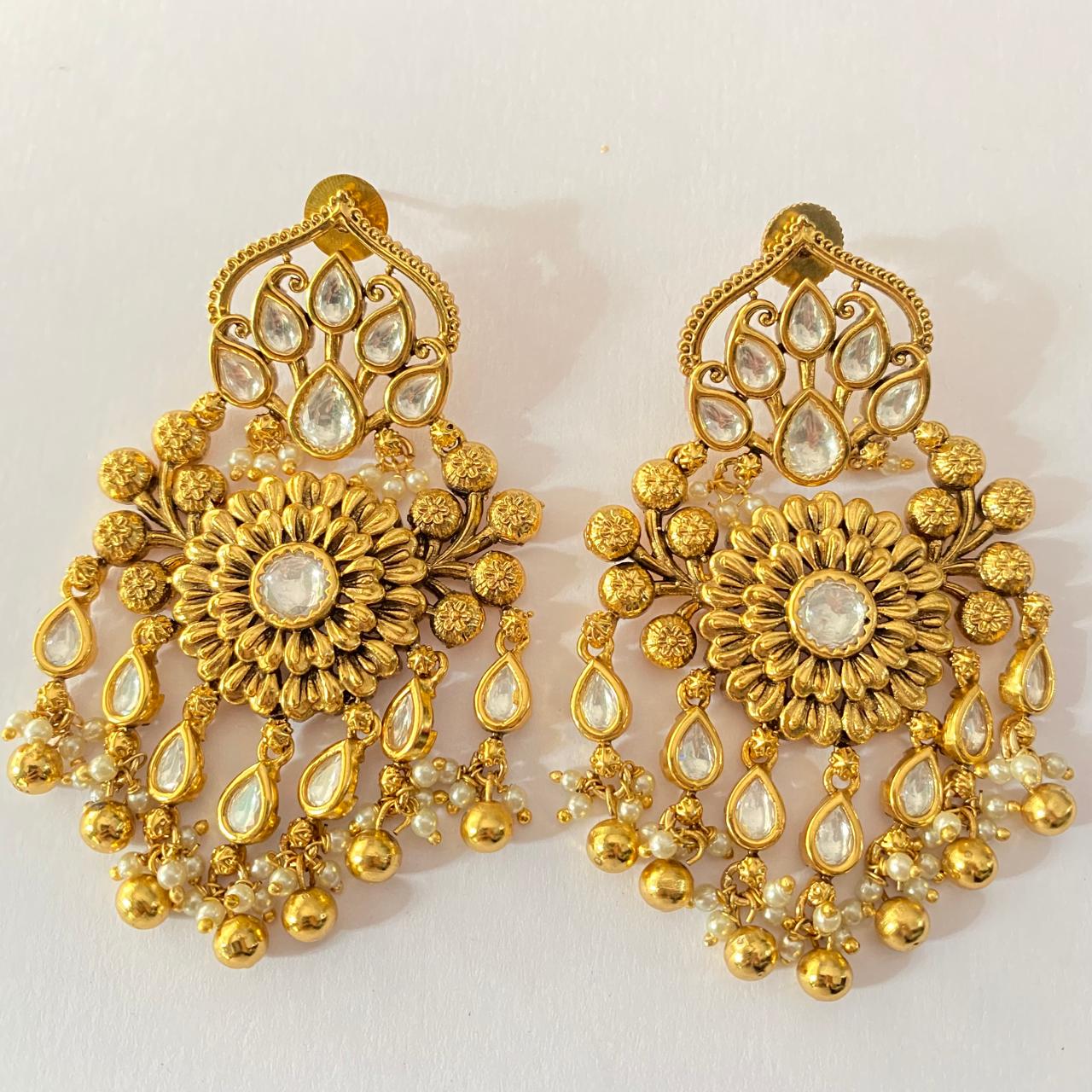 Gold Plated Traditional Latest design with small pearl Jhumka