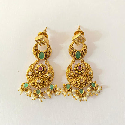Gold Plated emerald latest design earring