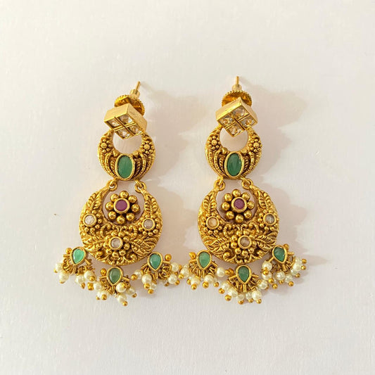 Gold Plated emerald latest design earring