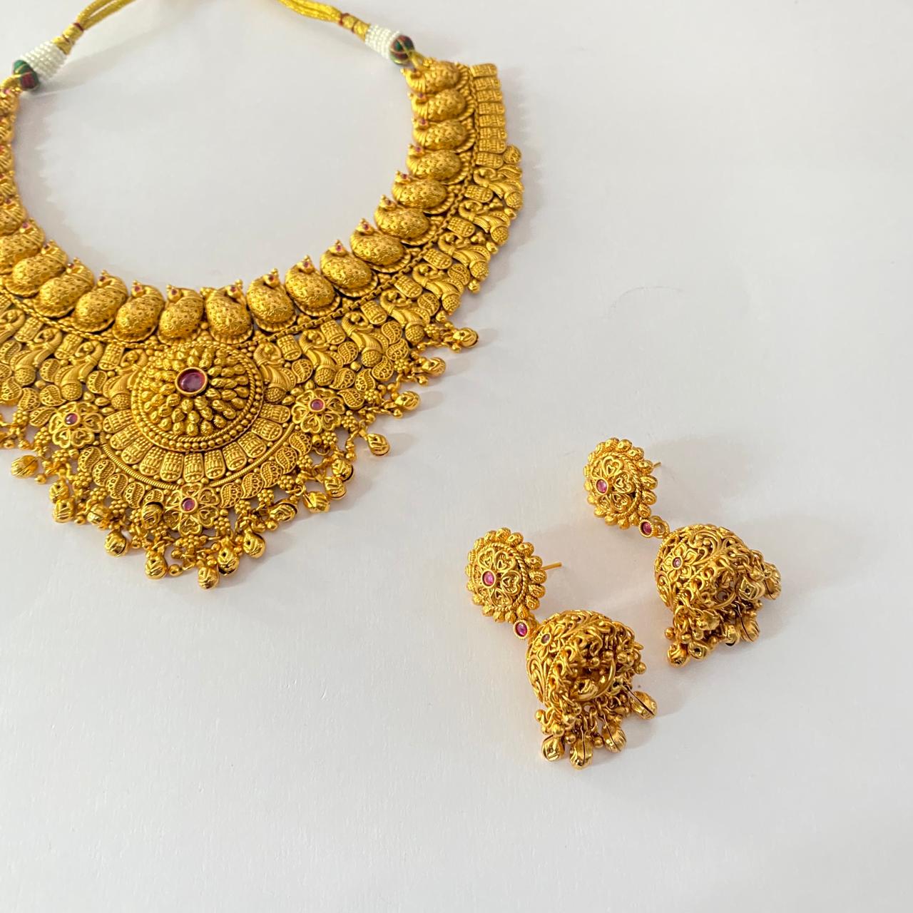 Gold Plated Antique Traditional Heavy Necklace Set