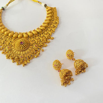 Gold Plated Antique Traditional Heavy Necklace Set