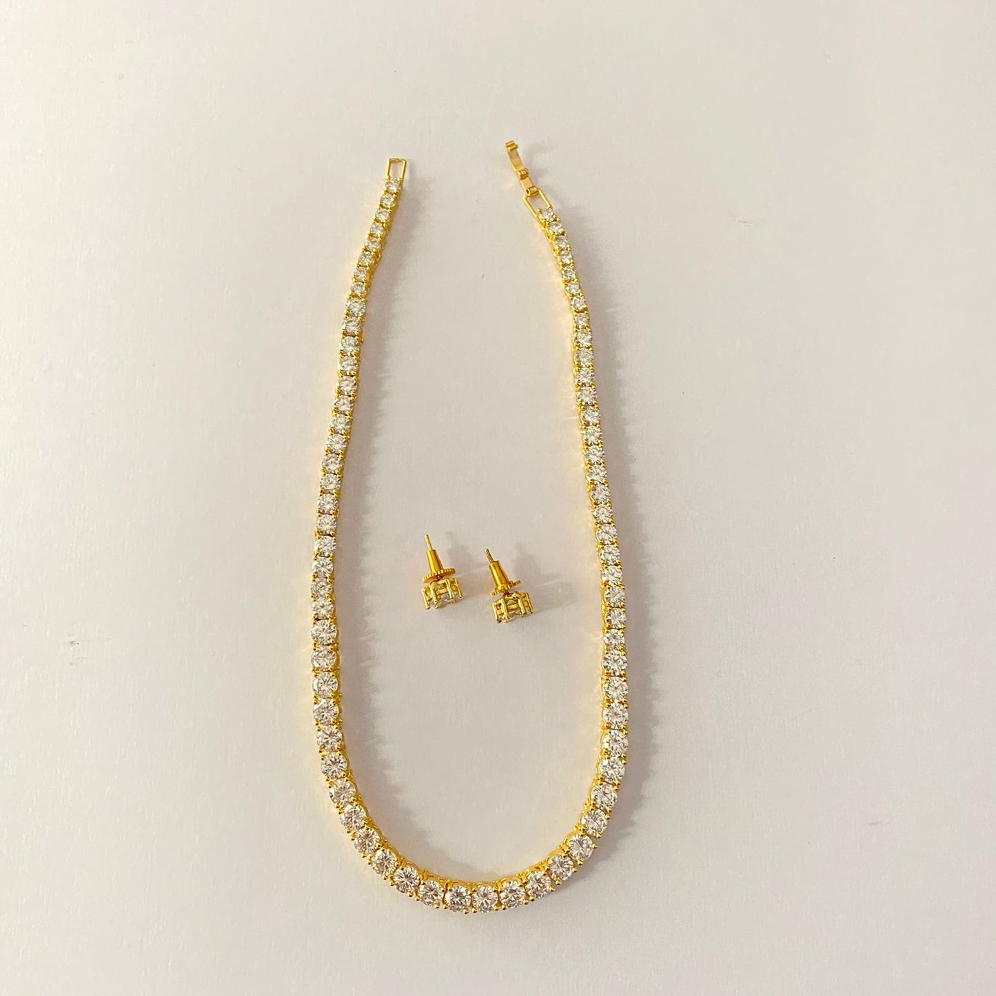 Gold Plated Tennis Necklace Set