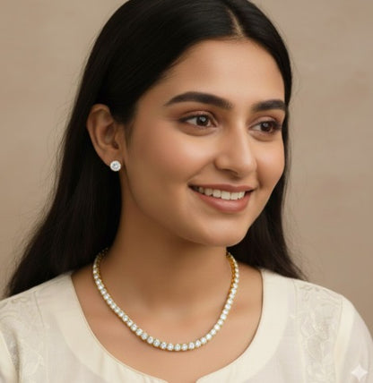 Gold Plated Tennis Necklace Set