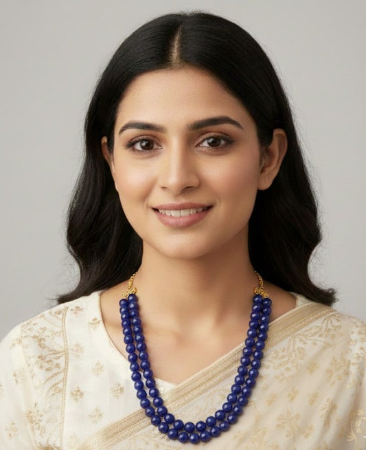 Blue Double Layer Necklace Set