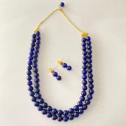 Blue Double Layer Necklace Set