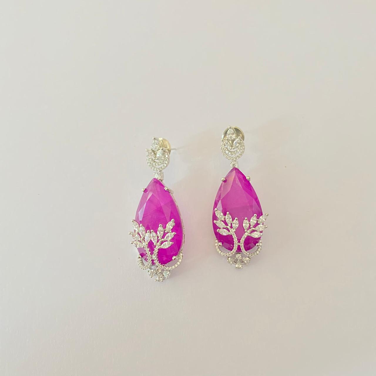 Drop Design Rose Quartz A.D Earring