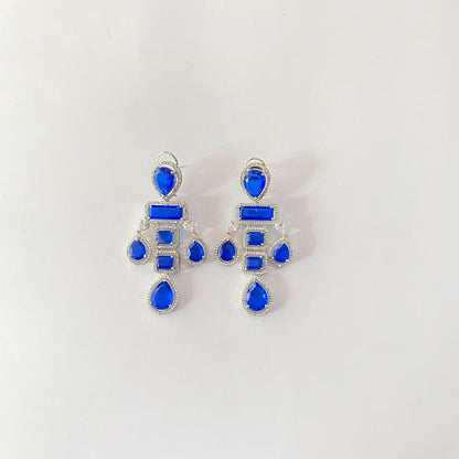 Silver Plated with Blue Stone Latest Design Earring