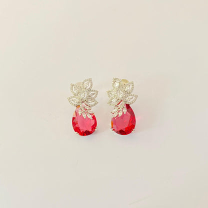 Ruby with Silver Plated Drop Earring