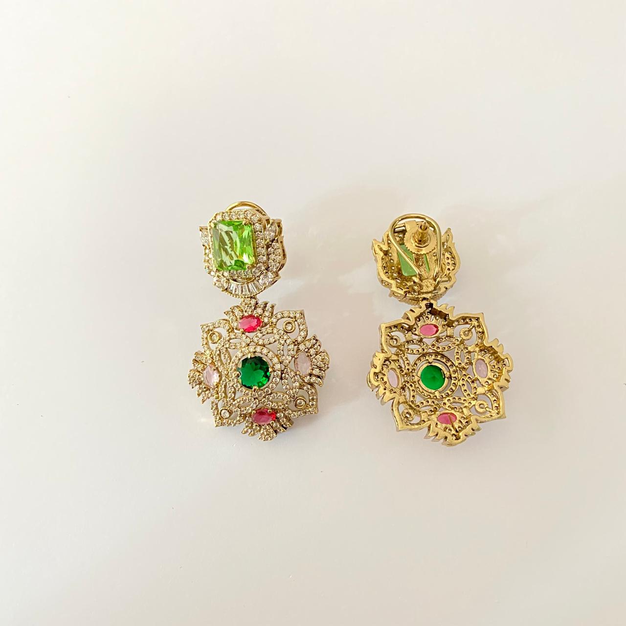 Emerald Gold Plated Earring