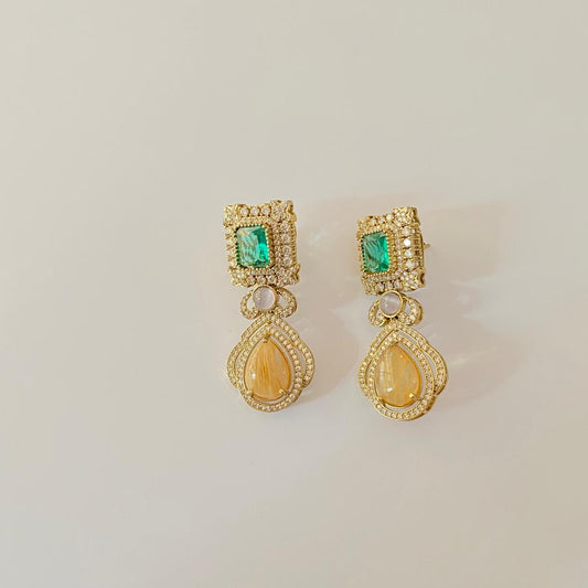 Aqua Gold Plated Earring
