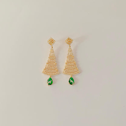 Emerald Gold Plated Hanging Earring
