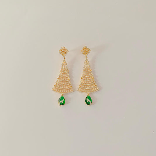 Emerald Gold Plated Hanging Earring