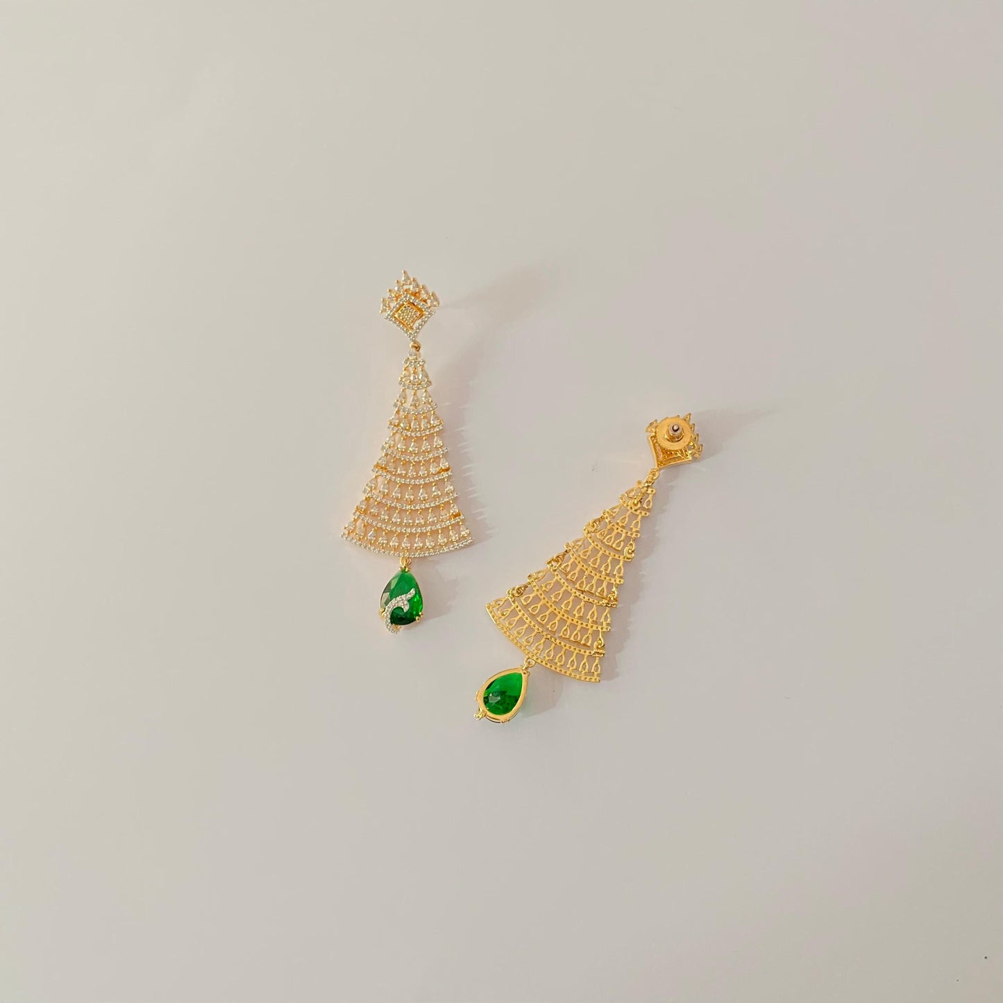 Emerald Gold Plated Hanging Earring