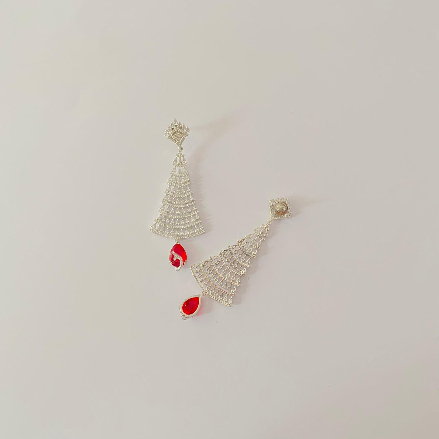 Ruby Silver Plated Earring