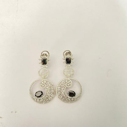 A.D Black Diamond Sliver Plated Earring