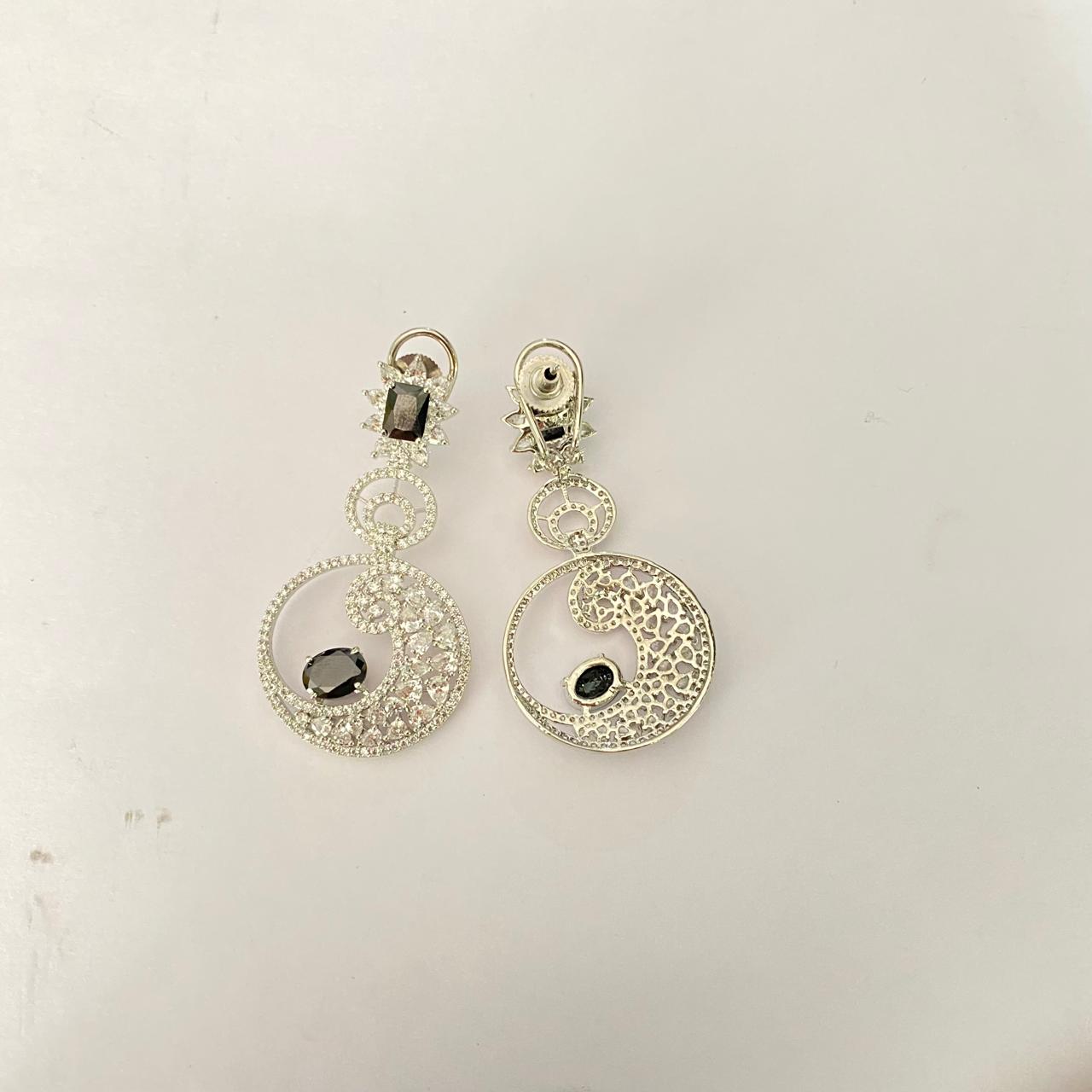 A.D Black Diamond Sliver Plated Earring