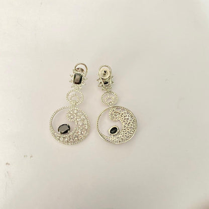 A.D Black Diamond Sliver Plated Earring