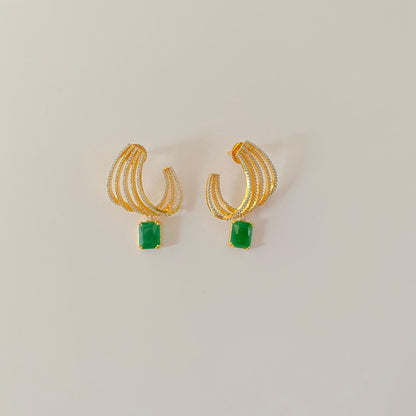 Gold Plated A.D Emerald Latest Design Stud