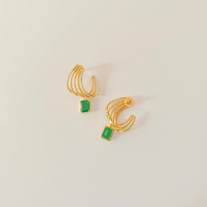 Gold Plated A.D Emerald Latest Design Stud