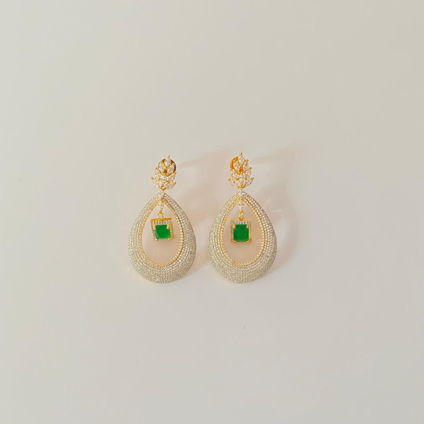 Emerald A.D Gold Plated Latest Design Earring