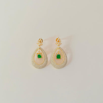 Emerald A.D Gold Plated Latest Design Earring