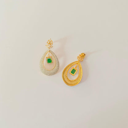 Emerald A.D Gold Plated Latest Design Earring