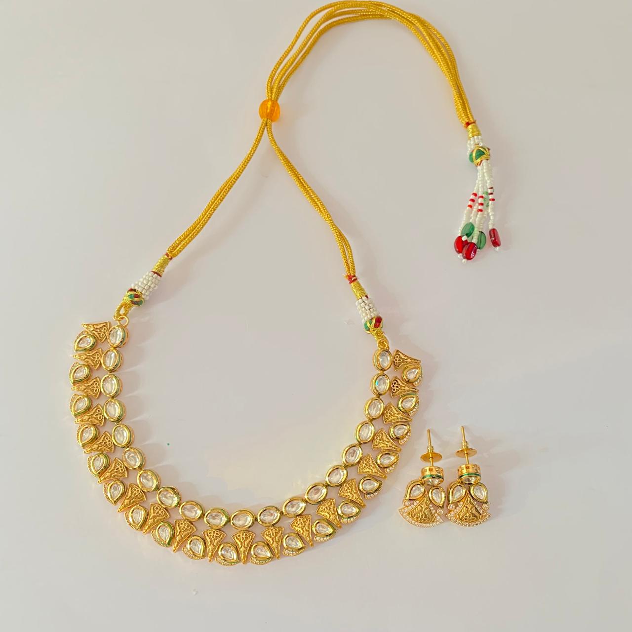 Gold Plated Kundan Necklace Set