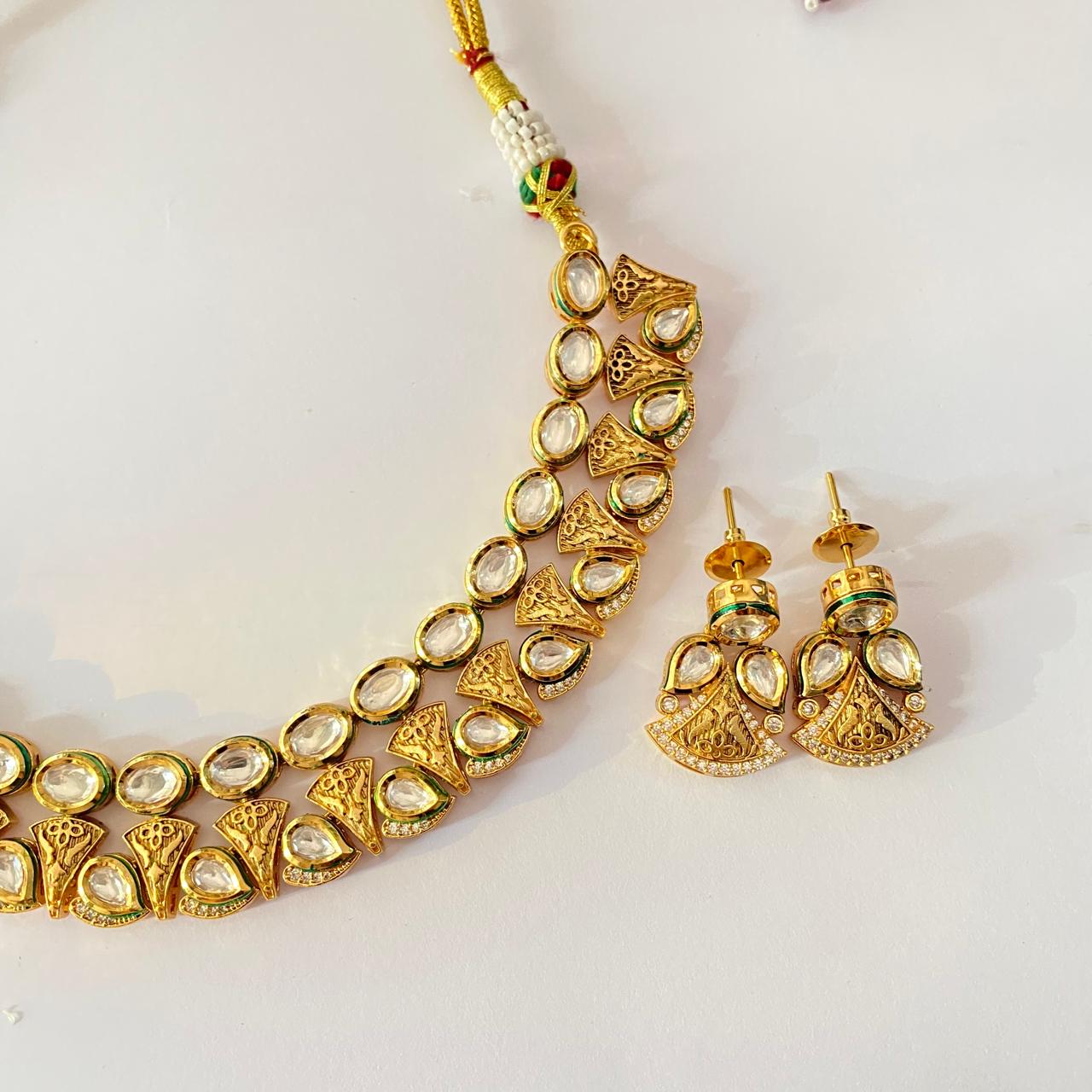 Gold Plated Kundan Necklace Set