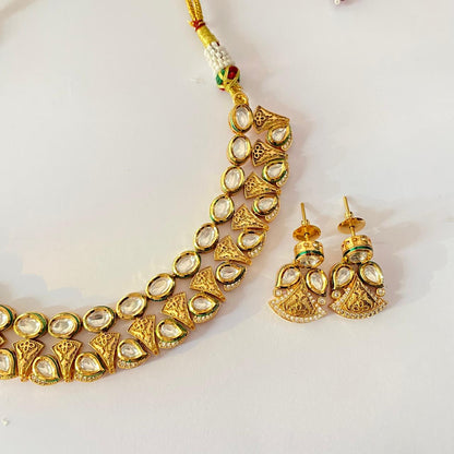Gold Plated Kundan Necklace Set