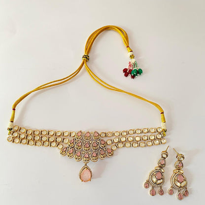 Rose Quartz Kundan Choker Necklace Set