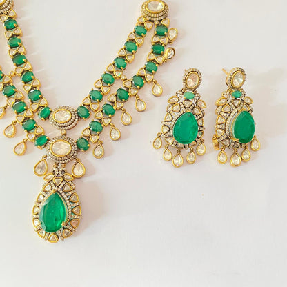 Emerald Gold Plated Necklace Set