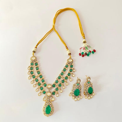 Emerald Gold Plated Necklace Set