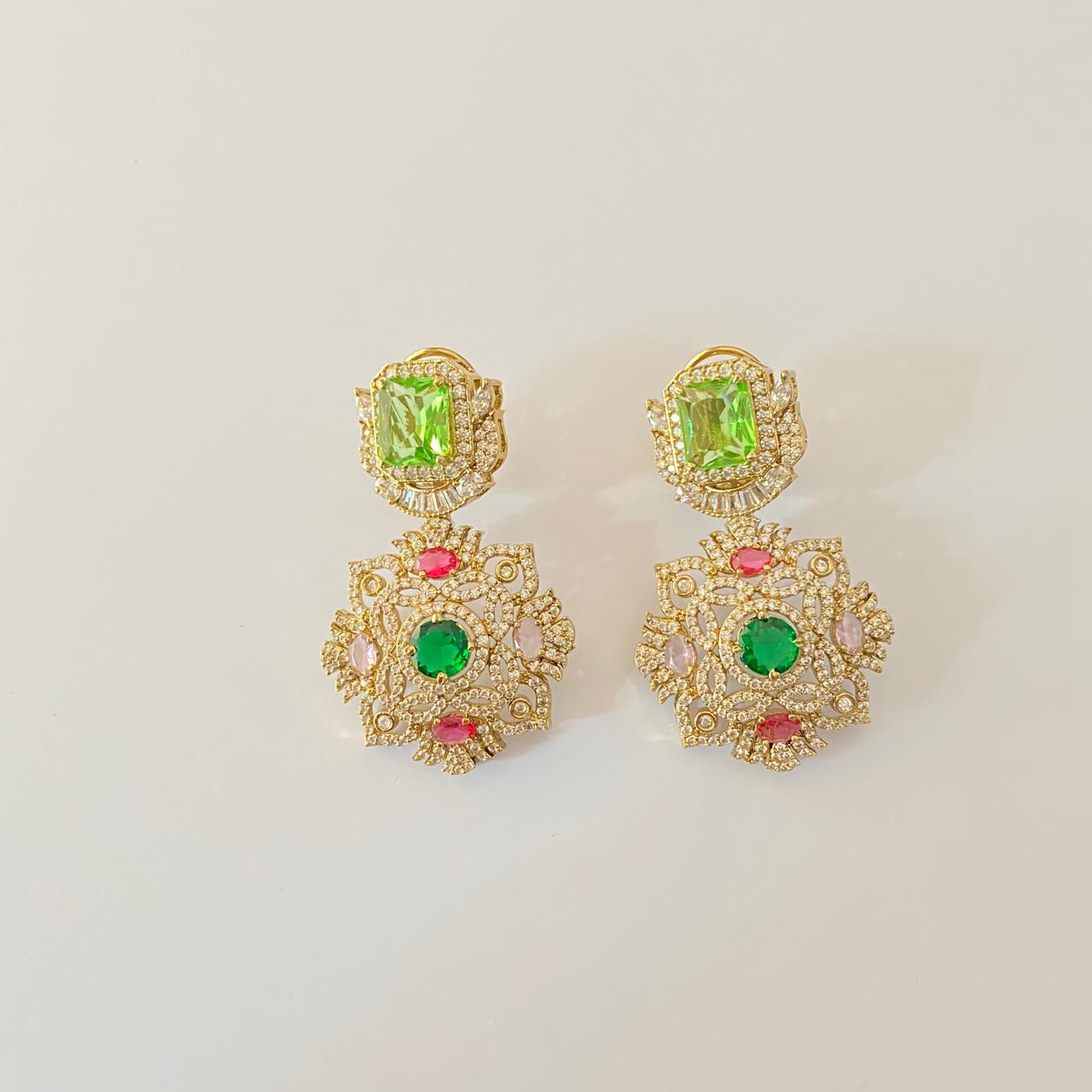 Emerald Gold Plated Earring