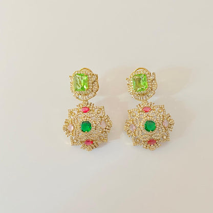 Emerald Gold Plated Earring
