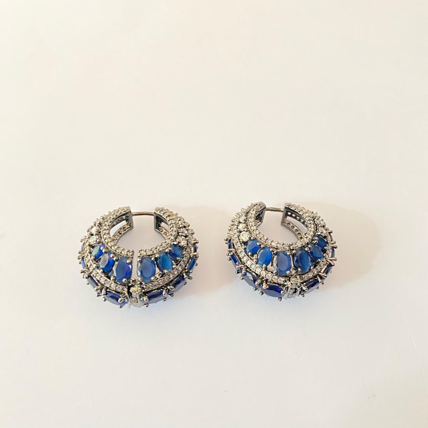 Blue Stone Hoop Earring