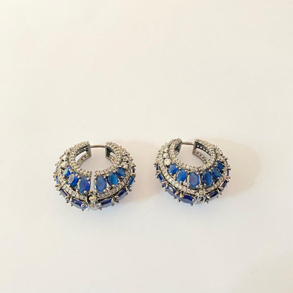 Blue Stone Hoop Earring