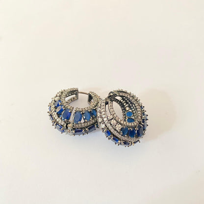 Blue Stone Hoop Earring
