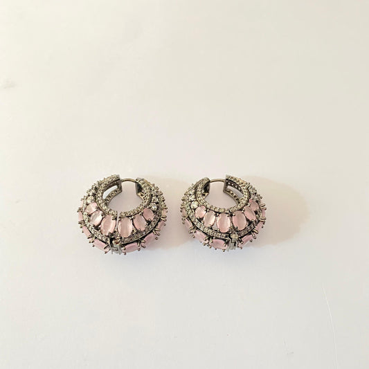 Light Pink Stone Hoop Earring