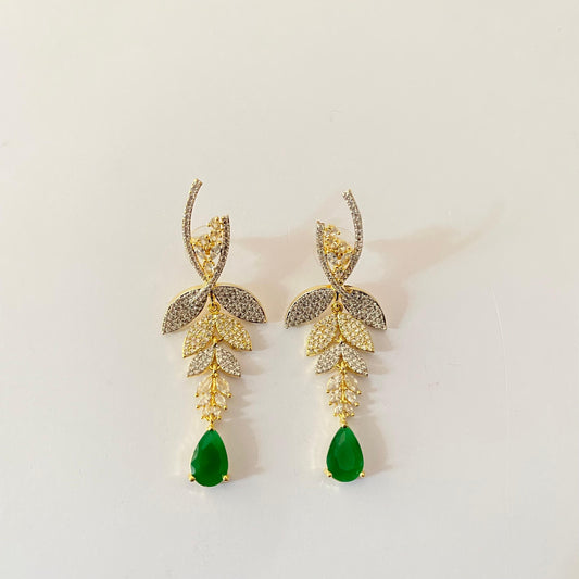 Emerald Gold Plated Drop Earring