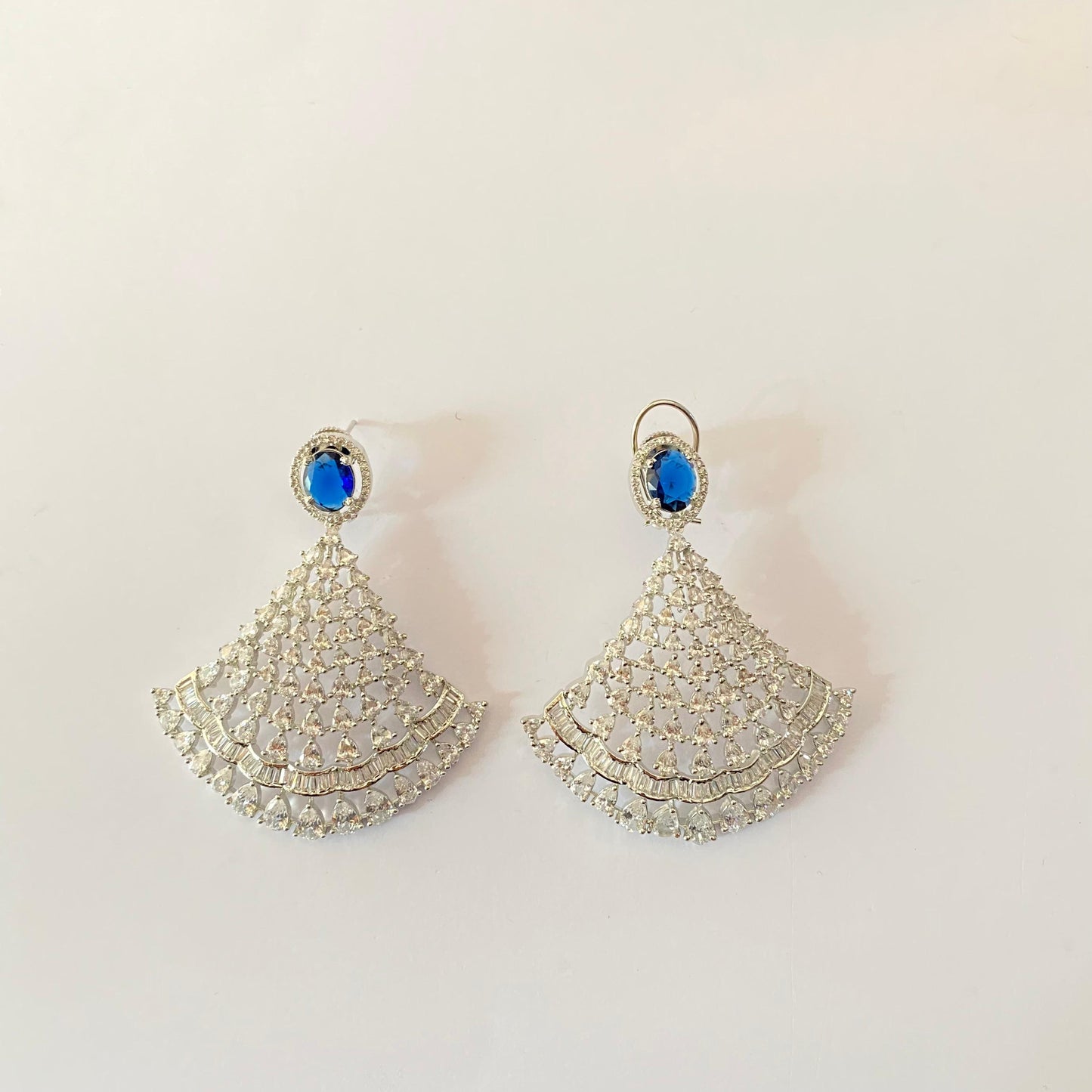 A.D Blue Stone Sliver Plated Earring