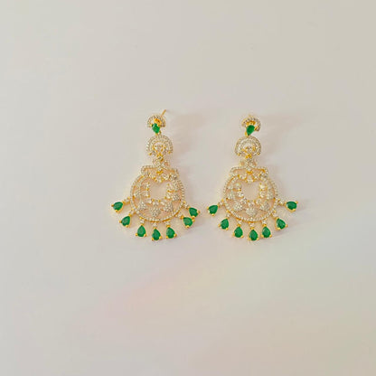 Diamond emerald Gold Plated Big chandbali style Earring