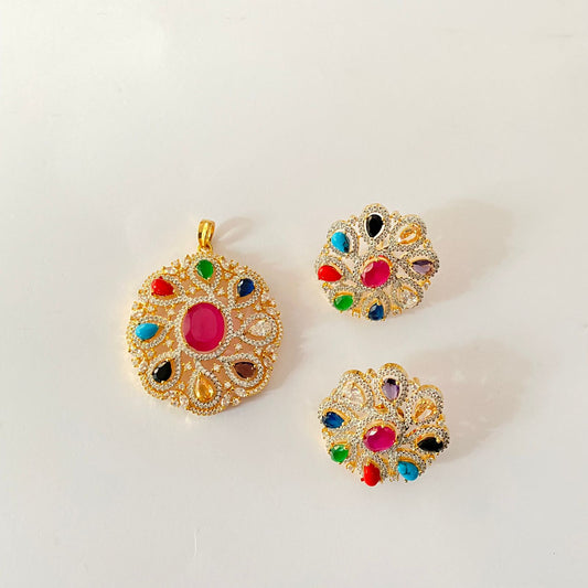 Gold Plated Multi Pendant Set