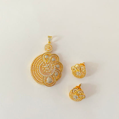 Diamond Gold Plated Pendant Set
