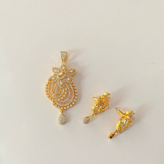Diamond Gold Plated Pendant Set