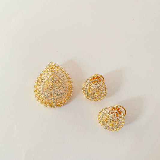 Diamond Gold Plated Pendant Set