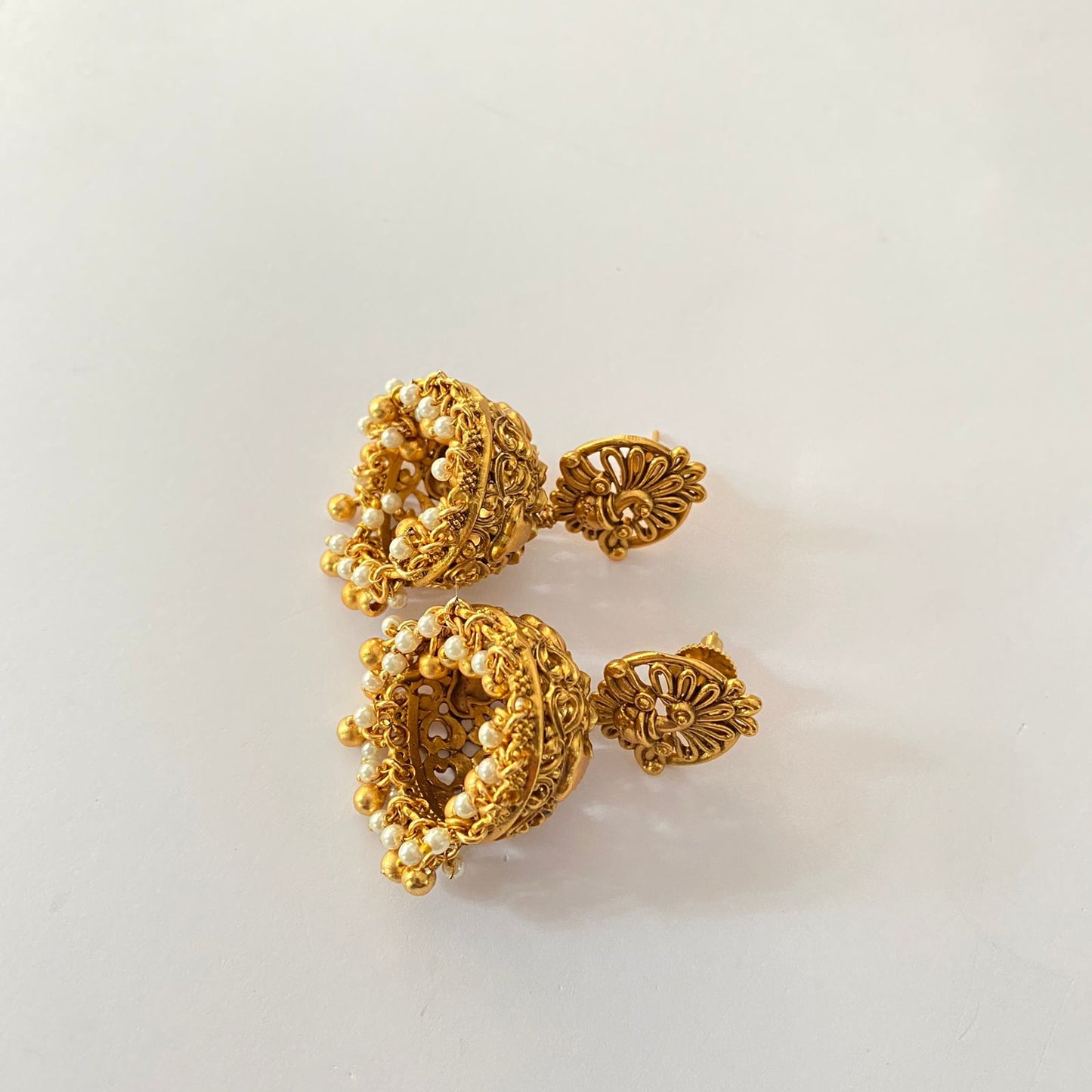 Gold Plated Jhumka Drop Pearl