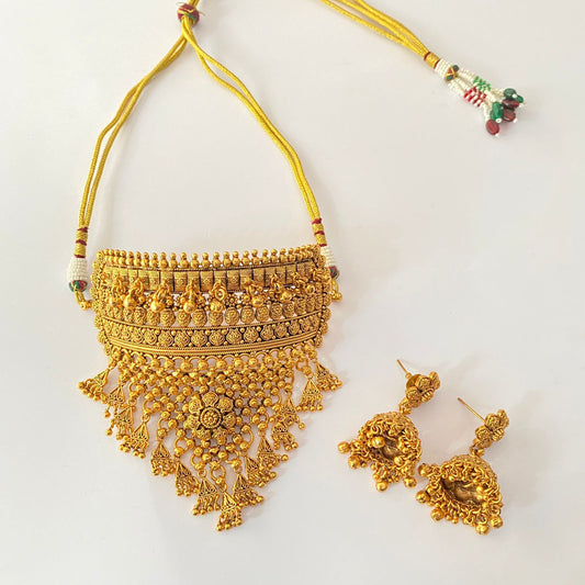 Gold Plated Traditional rajbadi style Choker Set