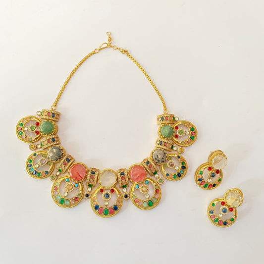 Antique Gold Multi Necklace Set