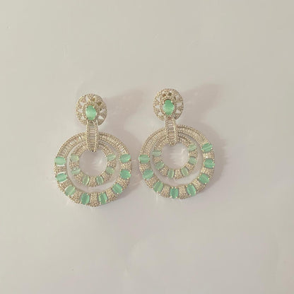 Aqua Silver Plated Earring