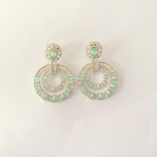 Aqua Silver Plated Earring